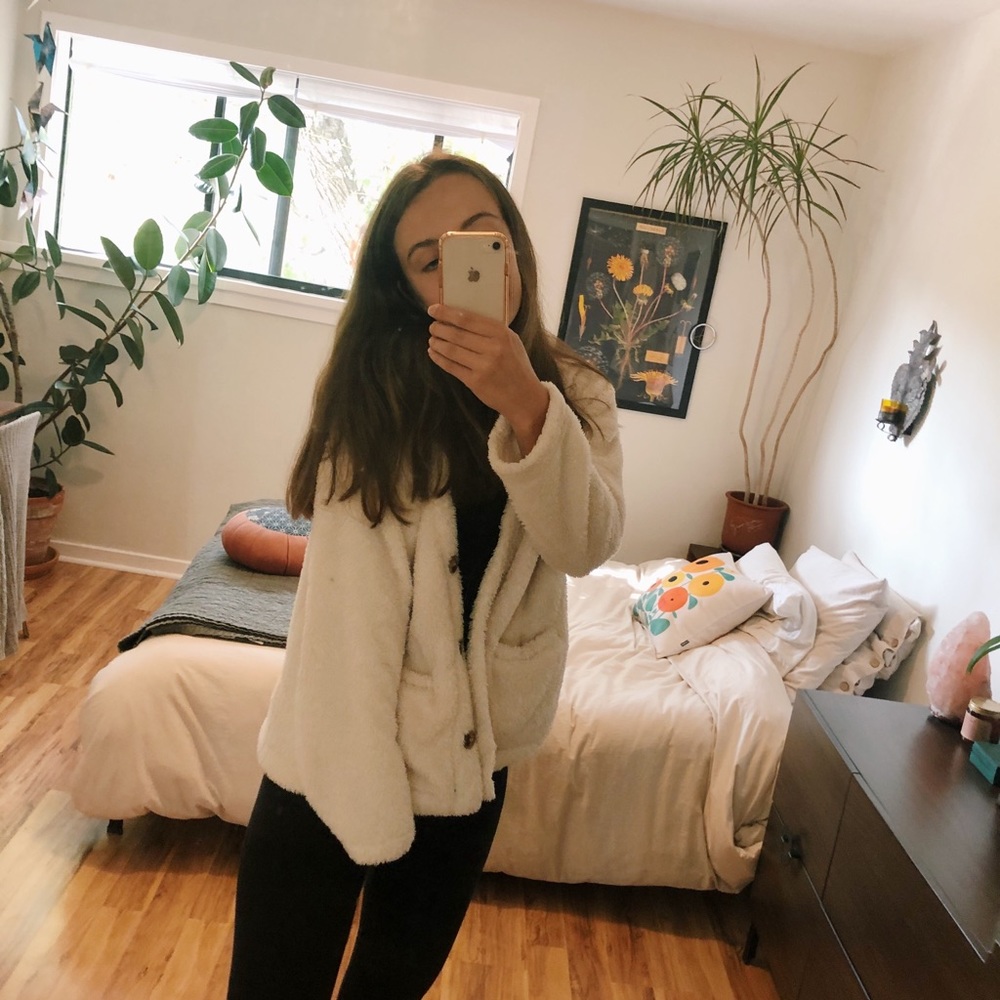 White fluffy cardigan